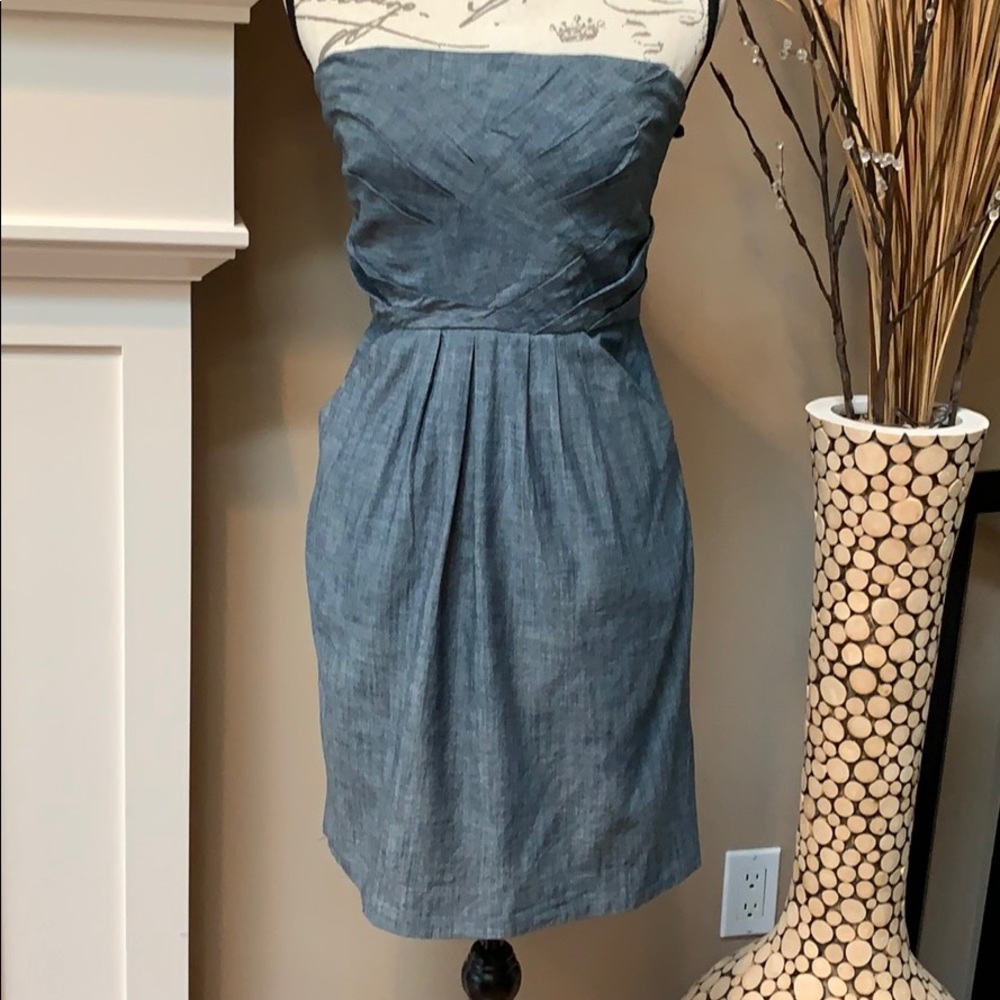 French Connection Strapless Chambray Dress Size 4